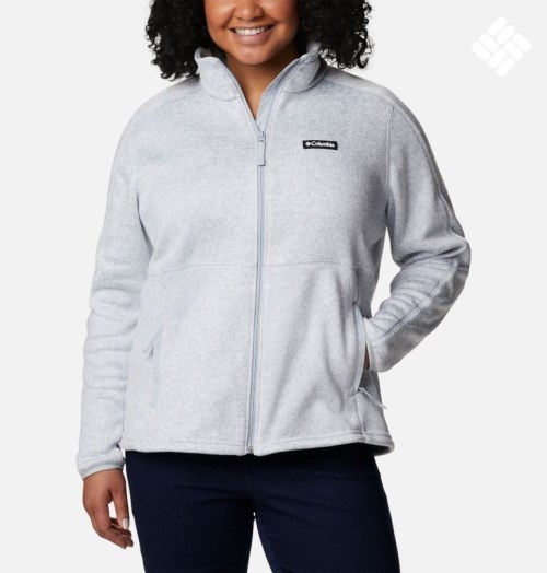 Women's Columbia Sweater Weather Full Zip Fleece Jackets Light Grey | Plus Size CA-W54C8